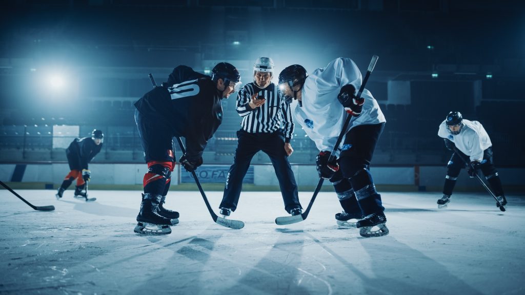 Hockey players in face-off